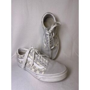 Vans Old Skool Checkerboard Star Low Top Sneakers Women Size 7.5‎ Gray